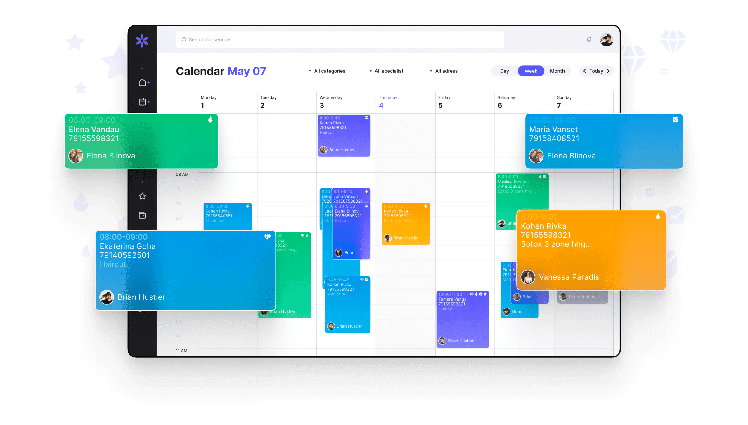 Beauty Market booking calendar