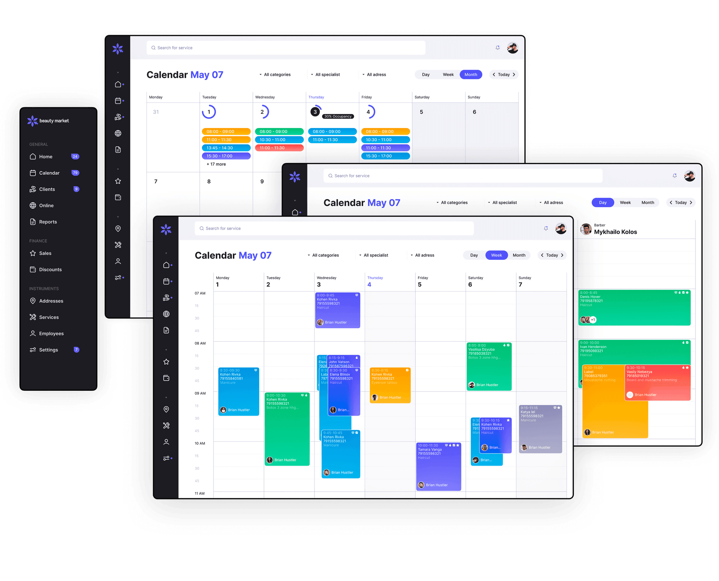 Beauty Market CRM dashboard